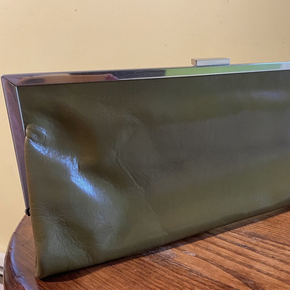 HOBO olive green leather clutch